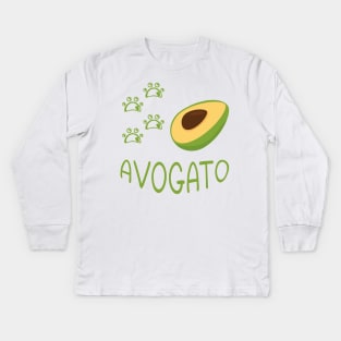 funny meow avogato cat Kids Long Sleeve T-Shirt